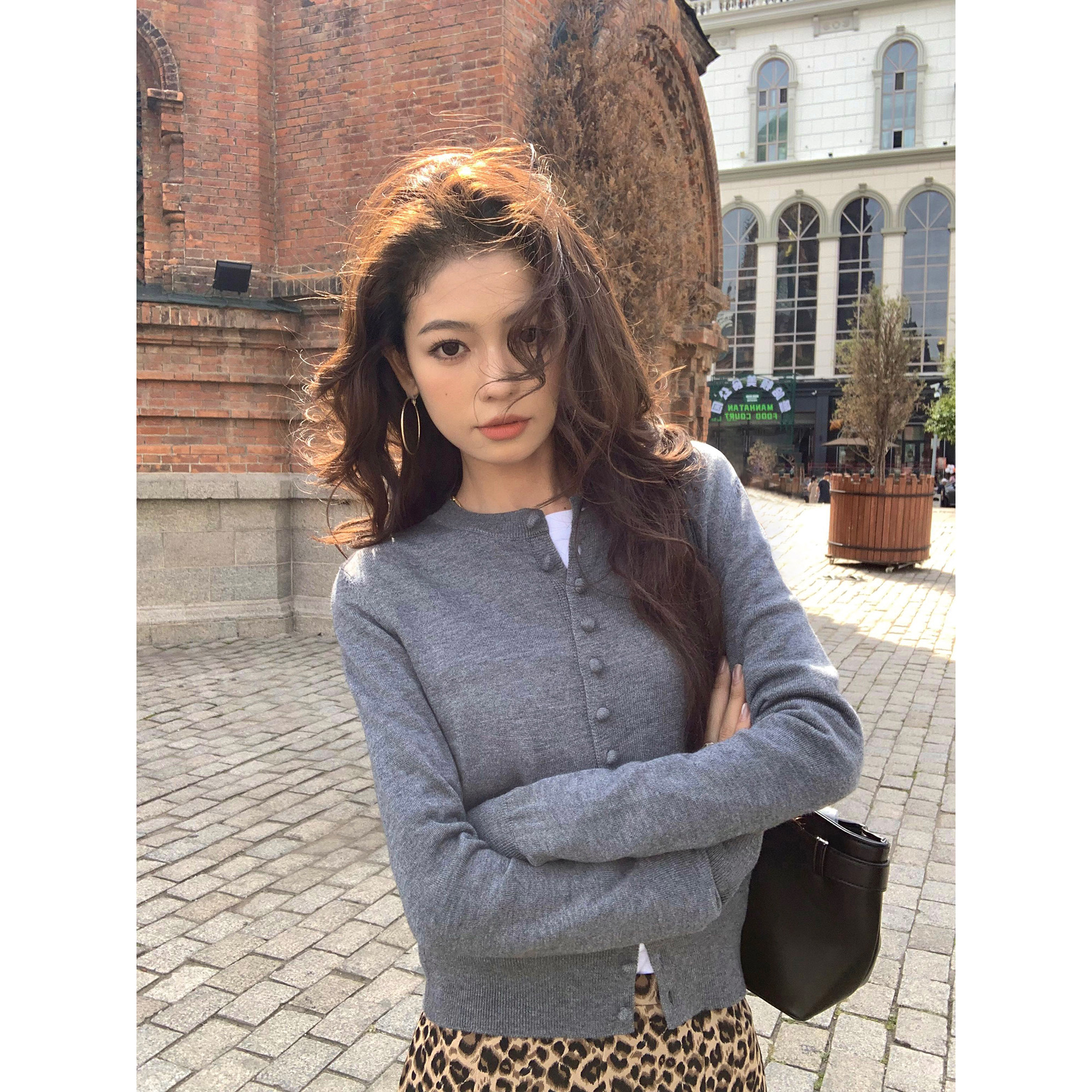 pusumede 日色微明 气质圆领针织开衫女宽松叠穿设计感长袖上衣,淘宝优惠券,粉丝福利购,淘宝优惠卷