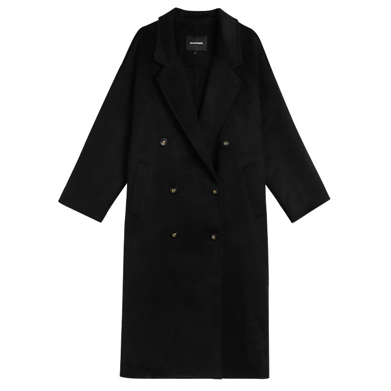 pusumede双面呢100%羊毛大衣女秋冬韩系慵懒中长款高级感毛呢外套,淘宝优惠券,粉丝福利购,淘宝优惠卷