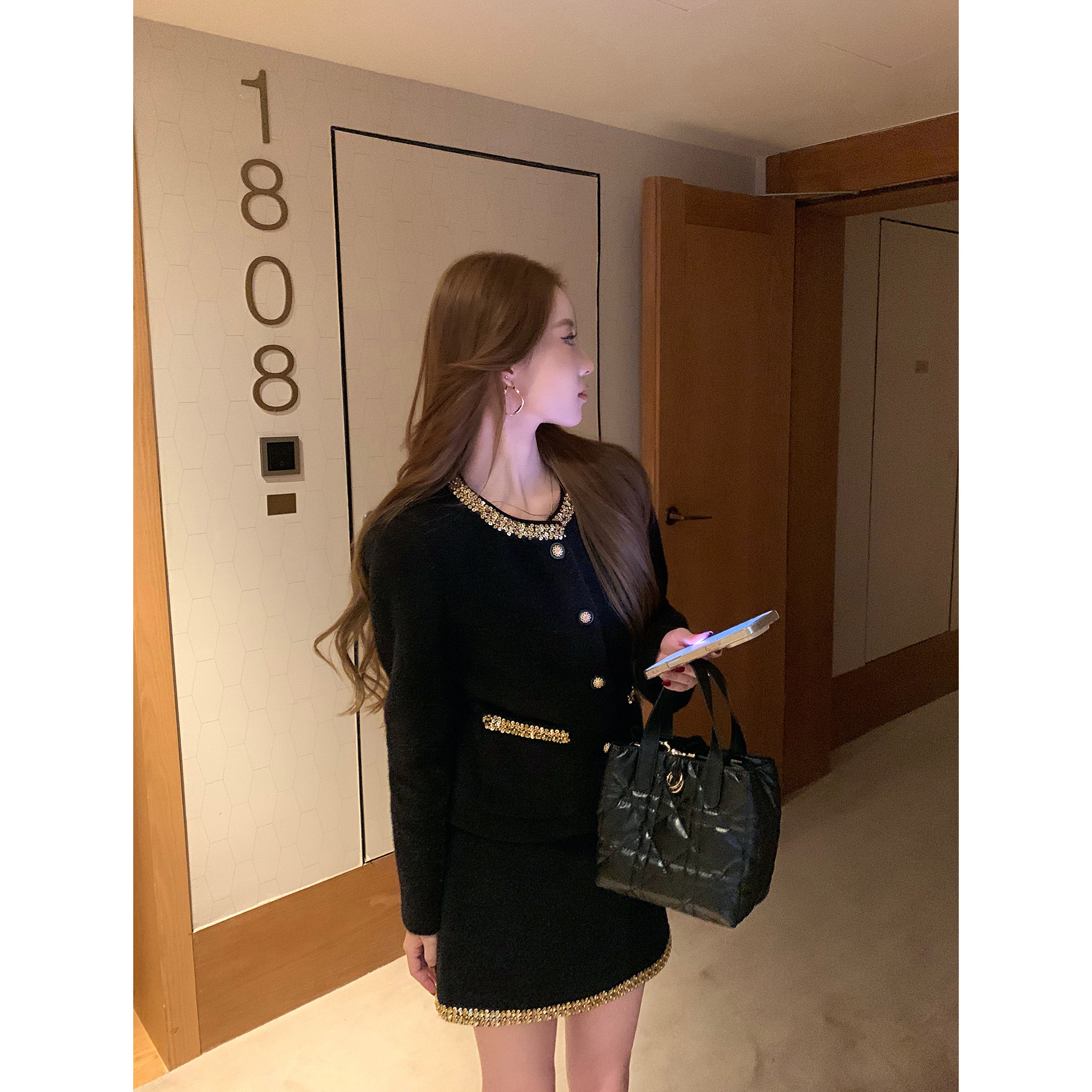 pusumede 法式千金风 气质短款小香风外套女高级感a字半身裙套装,淘宝优惠券,粉丝福利购,淘宝优惠卷