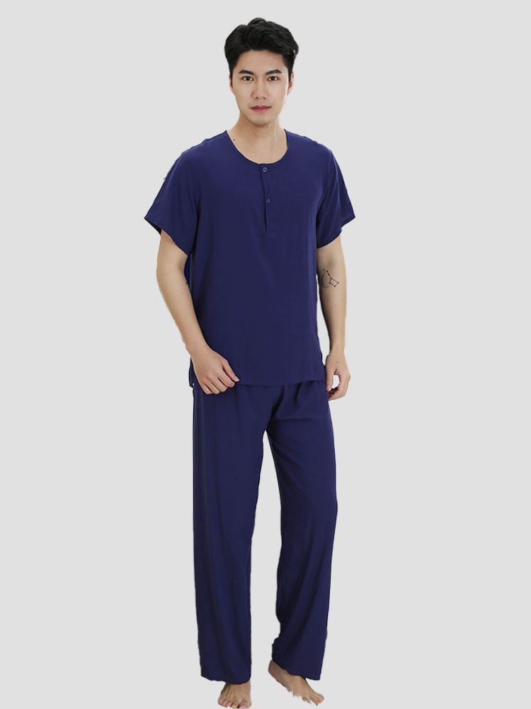 男夏薄款加肥加大码人造棉宽松睡衣 彩思捷睡衣/家居服套装