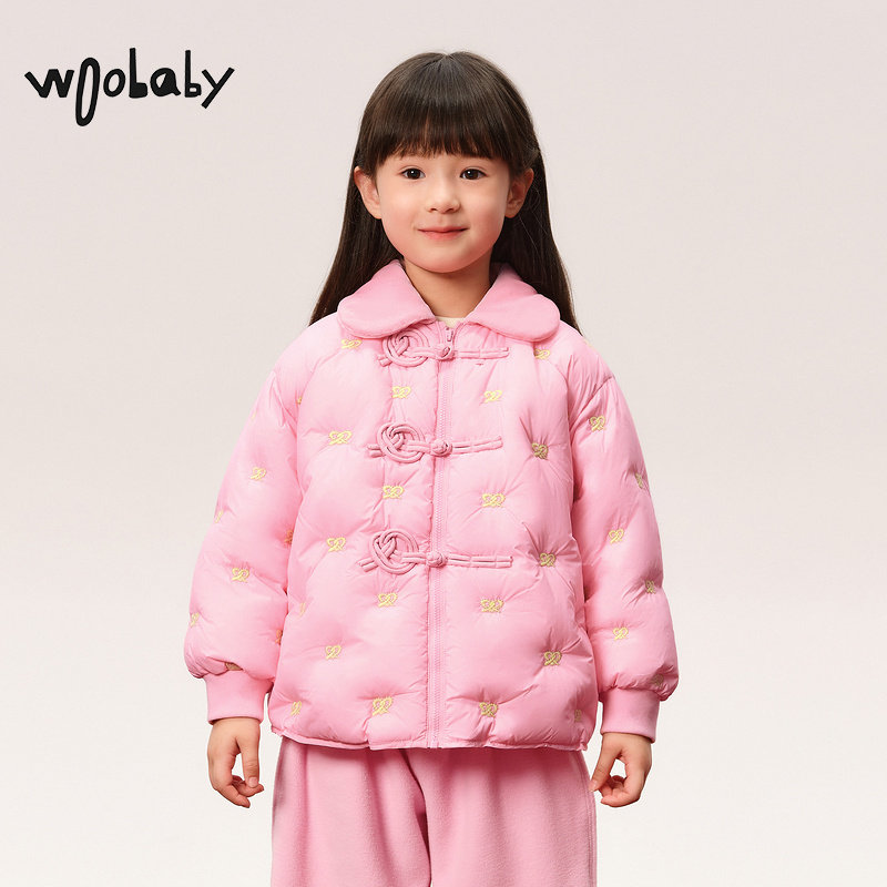 800蓬95绒拜年服|woobaby女童羽绒服25春保暖中式红色新年季外套,淘宝优惠券,粉丝福利购,淘宝优惠卷