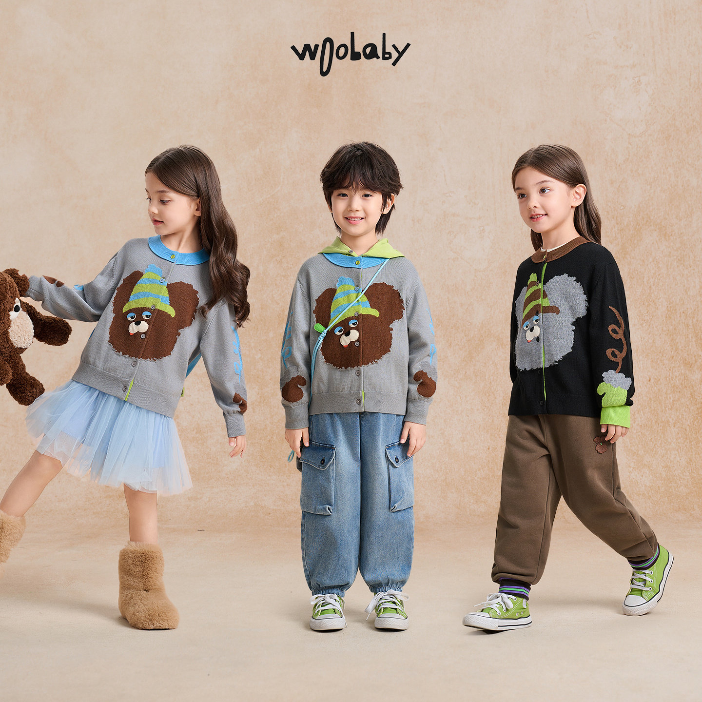 [毛怪]woobaby儿童毛衫男童女童25冬季可机洗毛衣开衫针织衫上衣,淘宝优惠券,粉丝福利购,淘宝优惠卷