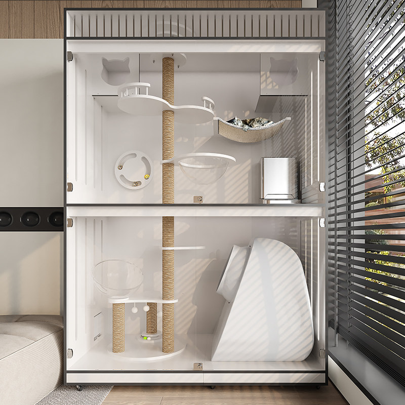 实木猫别墅抽拉自动猫柜猫笼豪华家用室内封闭智能电动猫砂盆专用,淘宝优惠券,粉丝福利购,淘宝优惠卷