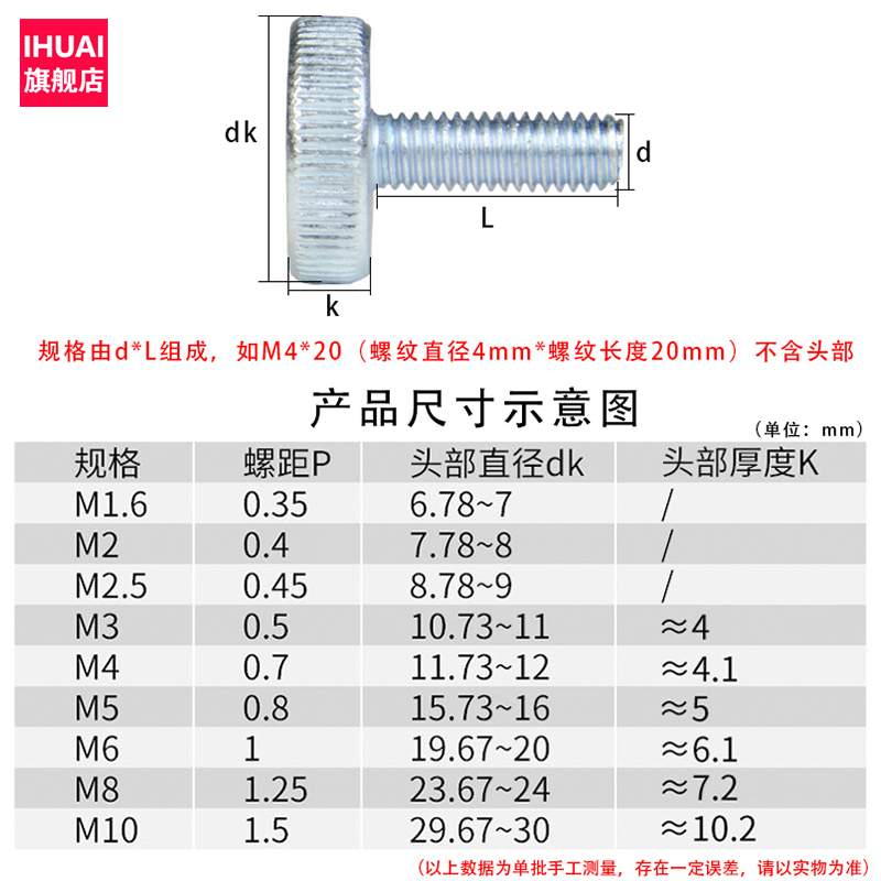 GB835平头单层手拧螺丝滚花圆头螺栓手紧调节螺丝钉M3M4M5M6M8M10-图1