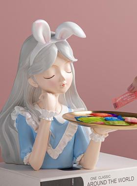 生日礼物兔女孩钥匙收纳托盘入户玄关进门鞋柜摆件女生乔迁礼品