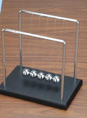 实木底座金属牛顿摆球撞球碰碰球 家居办公室装饰摆件商务礼品定