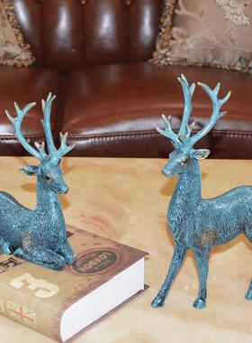 欧式麋鹿摆件家居客厅电视柜玄关桌面装饰创意家居摆件定制