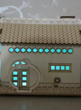 新款创意别墅小院带灯储蓄罐 创意存钱罐 木质家居装饰小夜灯定制