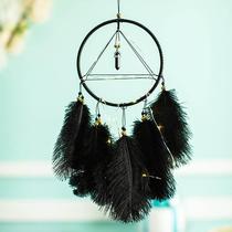 Black Ostrich Feather Trapeze Dream Mesh Diy Handmade Material Bag Waterite Wind Bells Minima Living Room Pendant Adornment