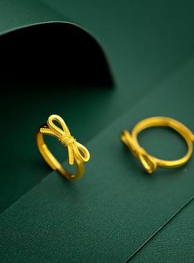 越金蝴蝶结戒指镀金时尚气质女戒手饰配饰品礼物定制