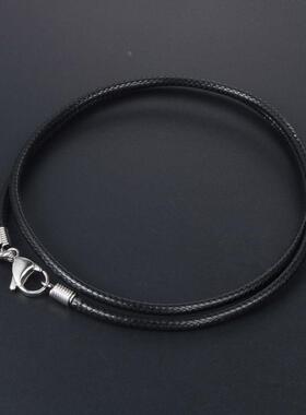 简约黑色编织亚麻蜡绳项链男士项链韩版配链 现货 LS-001定制