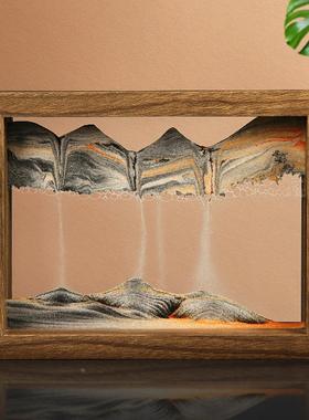 创意流沙画 木框沙漏装饰摆件家居解压办公桌面 流沙画酒柜摆饰定