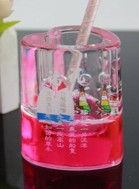 创意心形入油漂浮祝福语笔筒 亚克力摆件礼品店好销定制