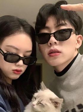 韩版扁圆形米卡色墨镜女士高级感ins眼镜潮时尚街拍搞怪太阳镜男