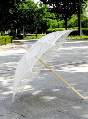 棉布机绣工艺蕾丝伞 花边伞 公主女士创意旅游绣花伞 摄影舞蹈伞