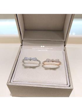 热销日系轻奢镀18k金甜美可爱蝴蝶结满钻蝴蝶结钻石白金戒指定制