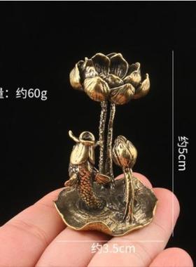 复古做旧荷叶荷花鲤龙门摆件池塘意境莲花倒流香托香架定制