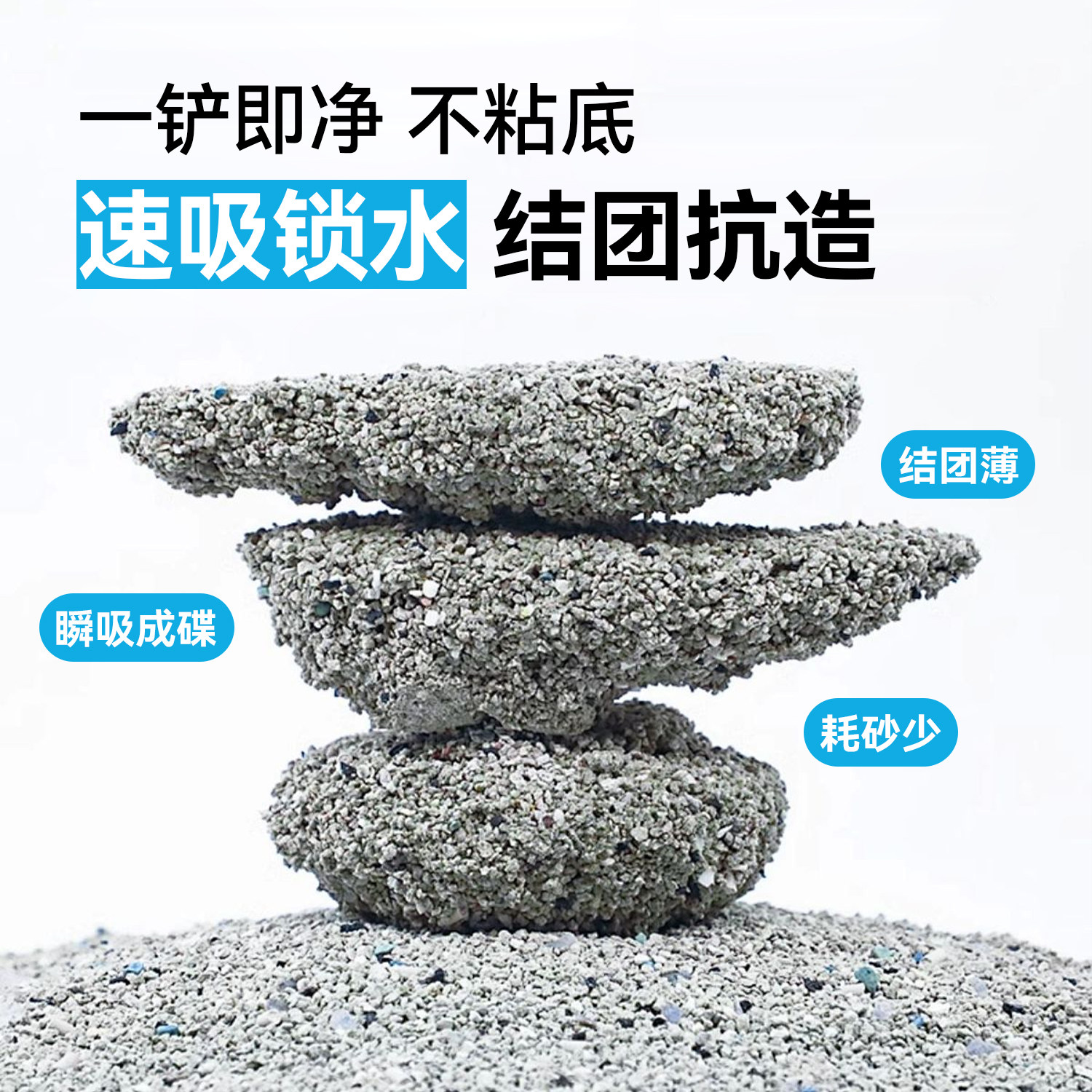 喵洁客猫砂美国进口矿石钠基膨润土猫砂除臭结团抗菌去氨25磅*2袋