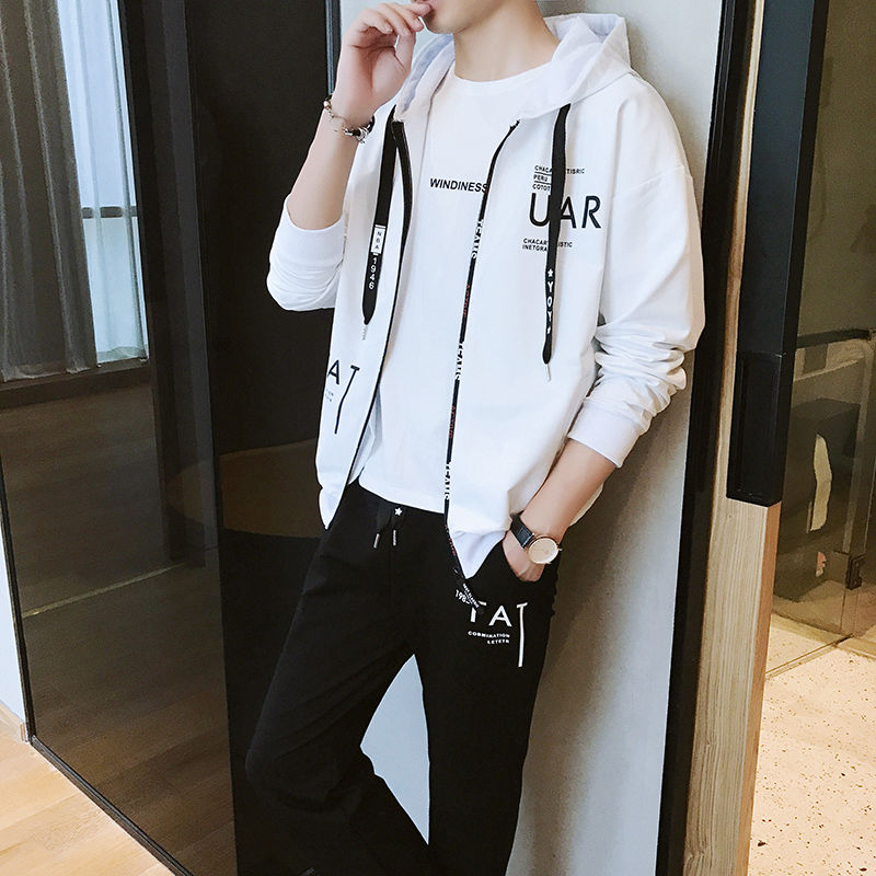 衣服 裤子薄款外套男装衣服连帽休闲套装 热品库 性价比省钱购