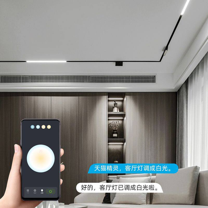 米家智能磁吸轨道灯无边框嵌入式明装暗装客厅无主灯照明线条射灯_虎窝淘