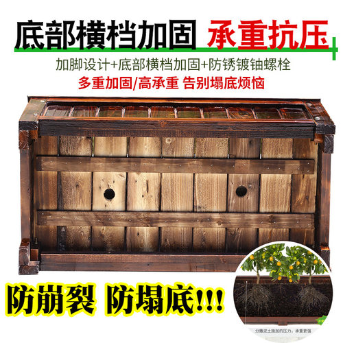 户外防腐木花箱庭院种植箱花池隔断组合长方形室外大花盆阳台种菜 - 图2