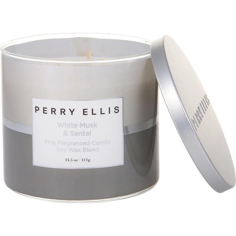 -PERRY ELLIS WHITE MUSK & SANTAL; SCENTED CANDLE 14.5 OZ - 图0