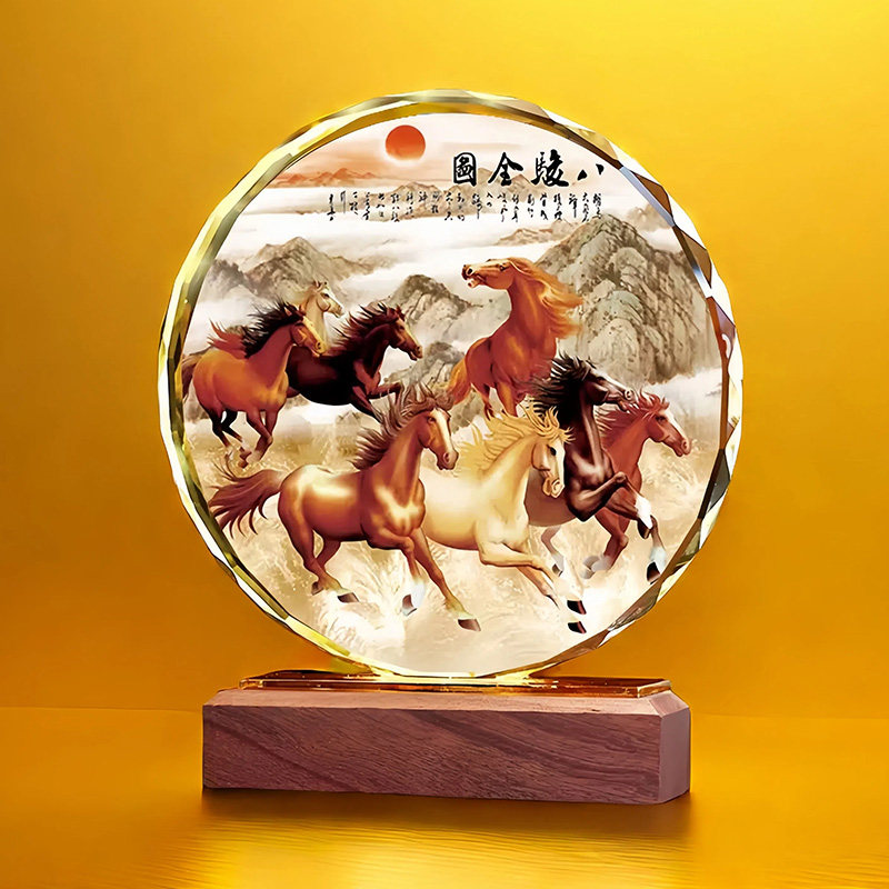 八骏图水晶摆件马到成功新中式办公室桌面装饰工艺礼品客厅玄关,淘宝优惠券,粉丝福利购,淘宝优惠卷