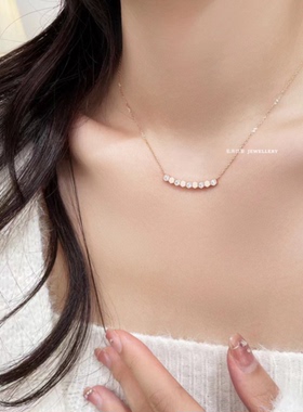 礼物镶钻微笑18K蜂窝锁骨链纯银