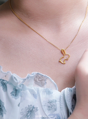 周先生18K金小跃兔项链