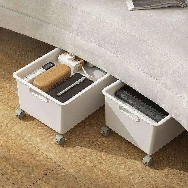 书箱桌下带盖收纳箱书本盒子可移动带轮宿舍办公室工位置物架放包 - 图1