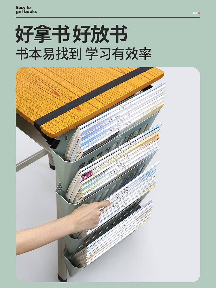 悟生 挂书篮书袋课桌收纳学生书袋挂袋高中生初中生挂书袋书立书桌侧旁置物架桌面袋多功能大容量课桌神器2.0 - 图0