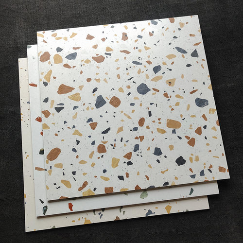佛山水磨石仿古砖600x600餐厅服装店哑光蓝粉地砖商场卫生间瓷砖 - 图0