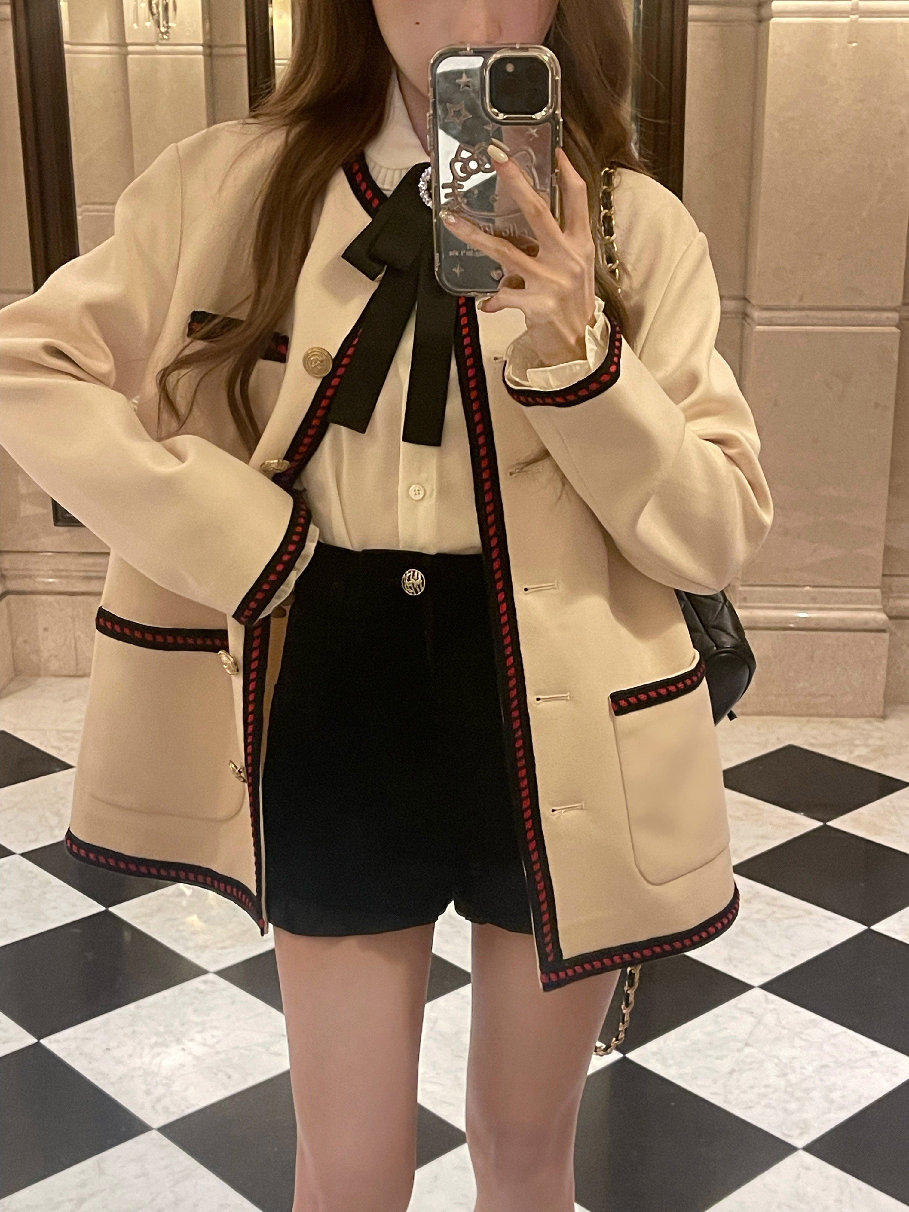 COOLLINE林子熙 黑松露 不可少的百搭丝绒/黑白格花苞短裤女,淘宝优惠券,粉丝福利购,淘宝优惠卷