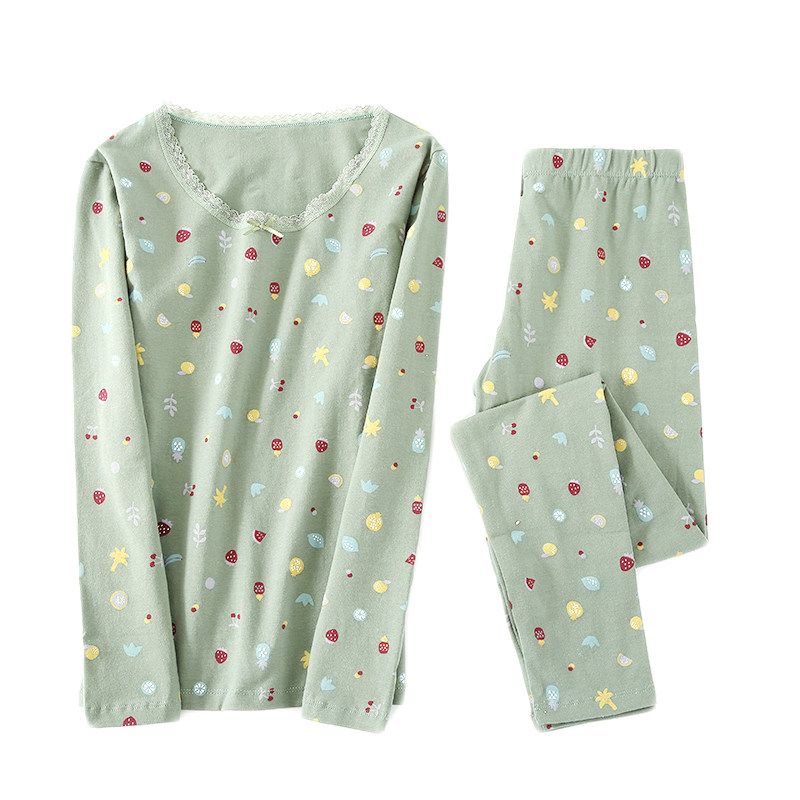 纯棉套装内穿全棉线衣保暖棉毛衫 花青纪保暖套装