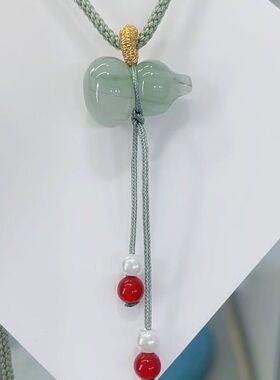 金丝玉天山翠葫芦吊坠飘花翡翠色玉石挂坠玉石福禄挂件玉坠滴溜