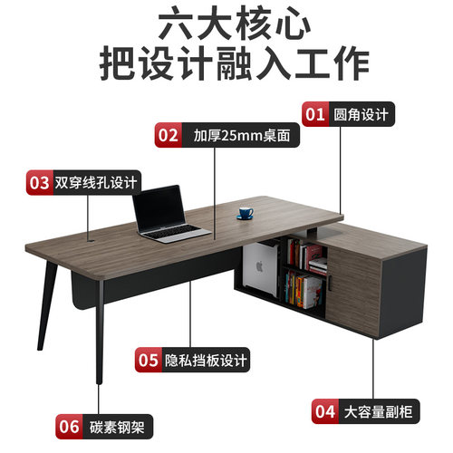 老板桌简约现代主管经理桌台式电脑桌椅组合大班台单人桌子办公桌 - 图0
