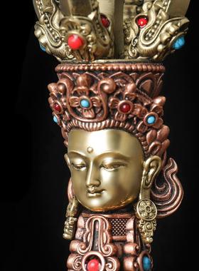 藏传金刚铃杵摆件黄铜铃铛西藏式五股九股金刚杵密宗法器供修摇铃