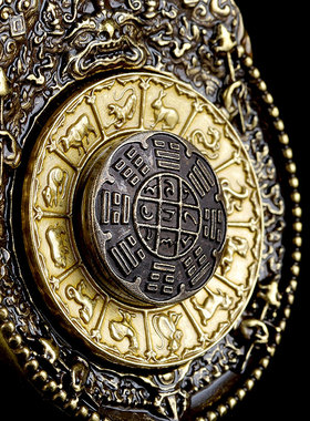 可转动十二生肖九宫八卦吊坠黄铜藏传民族时尚饰品新项坠