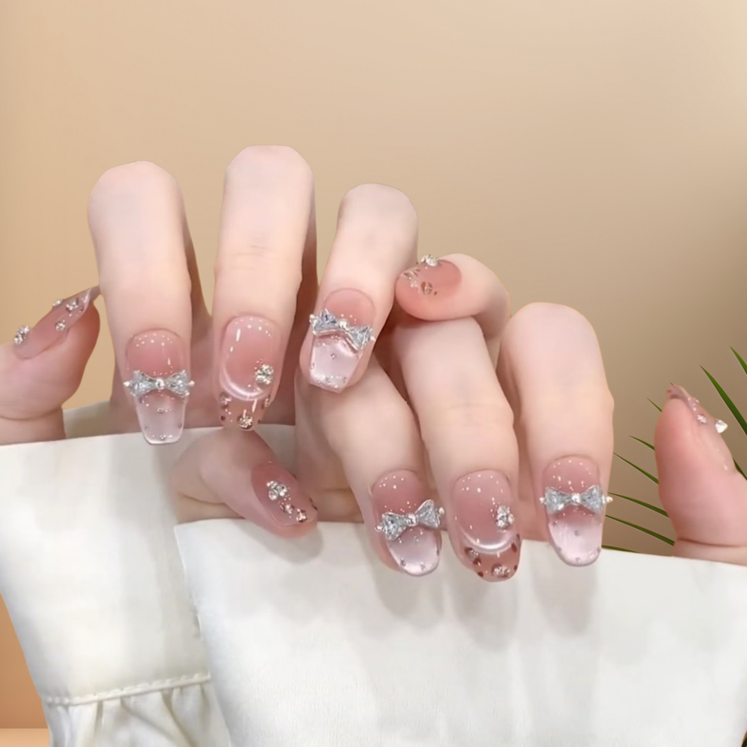 曼辞纯手工穿戴甲甜辣风猫眼蝴蝶结豹纹美甲可拆卸光疗假指甲贴片,淘宝优惠券,粉丝福利购,淘宝优惠卷