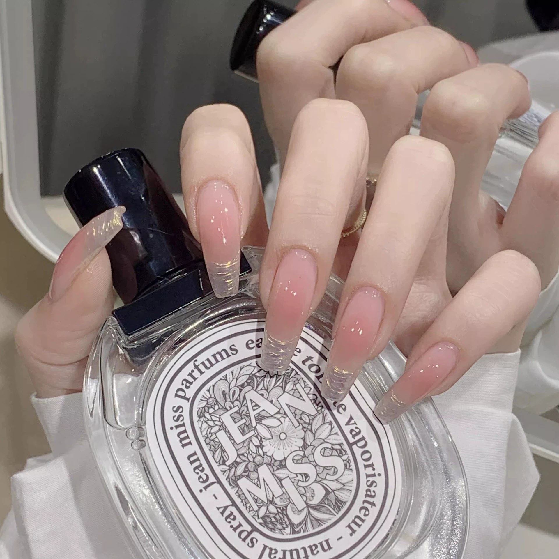 曼辞纯手工穿戴甲落日余晖裸色腮红魔镜粉法式甲片显白新娘假指甲,淘宝优惠券,粉丝福利购,淘宝优惠卷