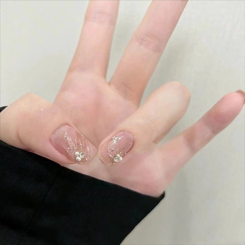 曼辞纯手工定制穿戴甲鱼尾猫眼冰透裸色美甲显白气质高级感假指甲,淘宝优惠券,粉丝福利购,淘宝优惠卷