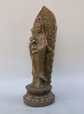 复古纯铜菩萨站像风水送子观音