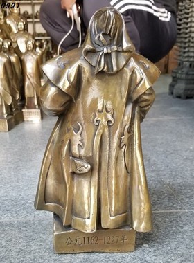 摆件黄铜祝福复古客厅铁木真站像