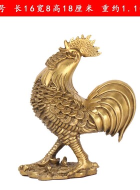 纯铜公鸡招财卧室客厅风水摆件