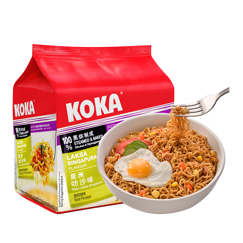 KOKA进口方便面新加坡非油炸番茄味快熟拉面速食袋装泡面85g*5包 - 图3