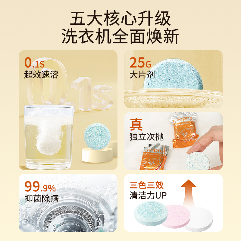 菲碧清洗衣机槽清洁剂强力杀菌滚筒专用洗衣机桶深度清洁速泡腾片