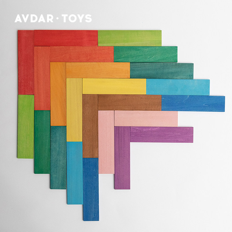 AVDAR进口椴木积木玩具儿童实木质益智12色薄片拼图24片3-6周岁,淘宝优惠券,粉丝福利购,淘宝优惠卷