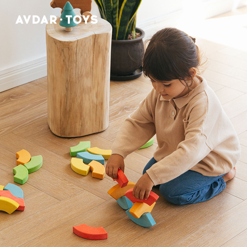 AVDAR 小建筑师系列多块弯块积木 男孩女孩儿童益智玩具早教教具 - 图3