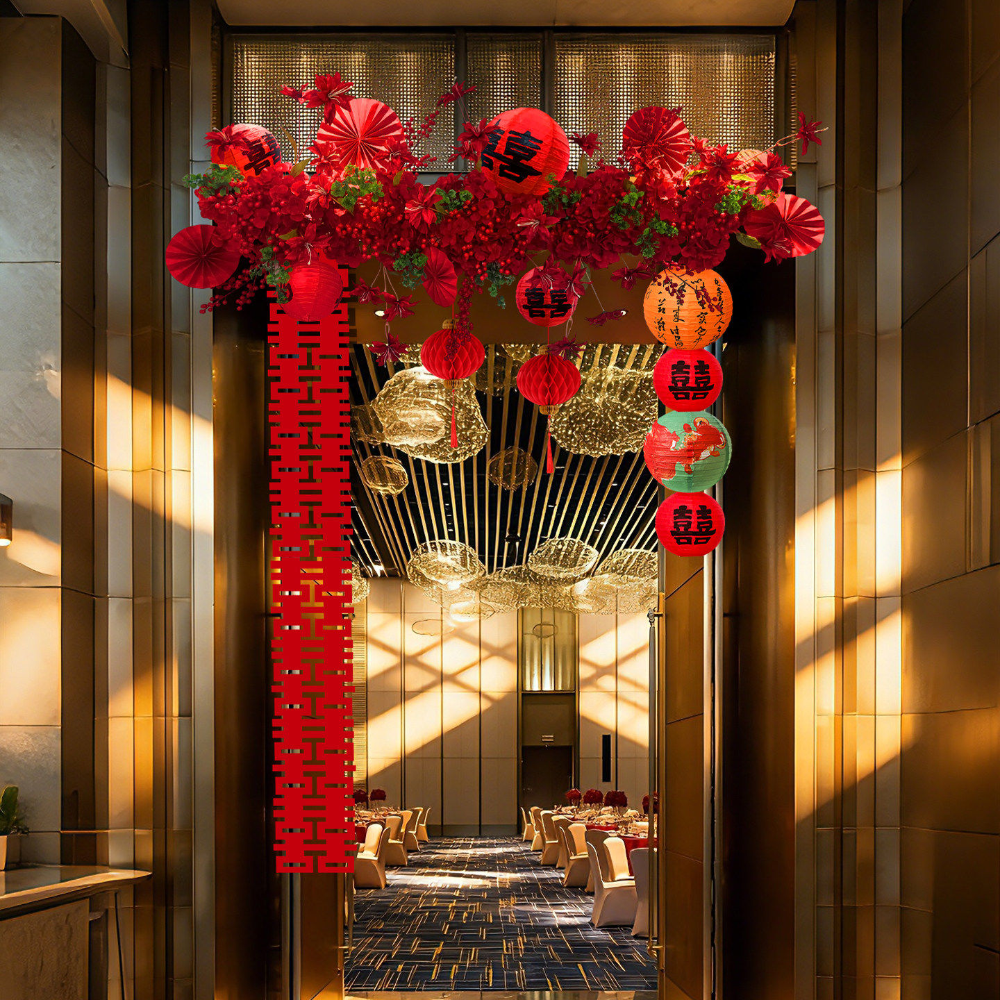 农村院子结婚单元大门装饰婚庆用品婚礼场景布置拱门头花门套装,淘宝优惠券,粉丝福利购,淘宝优惠卷