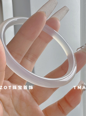 高冰种天然玉髓玛瑙叮当镯美人条